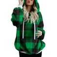 thumbnail image 4 of LYXSSBYX Womens Long Sleeve Dress Fall Winter Women Plush Hooded Plaid Printed Long Sleeve Hoodies Pullover Zipper Coats with Pocket Sweatshirts, 4 of 7