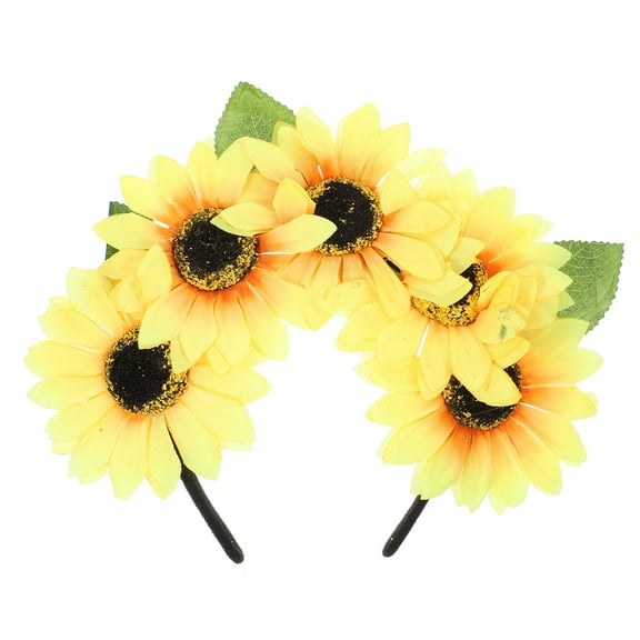 Raindrops Floral Elastic Headband for Women, Yellow Fabric Hair Accessory, 1 Piece Stylish Hairband