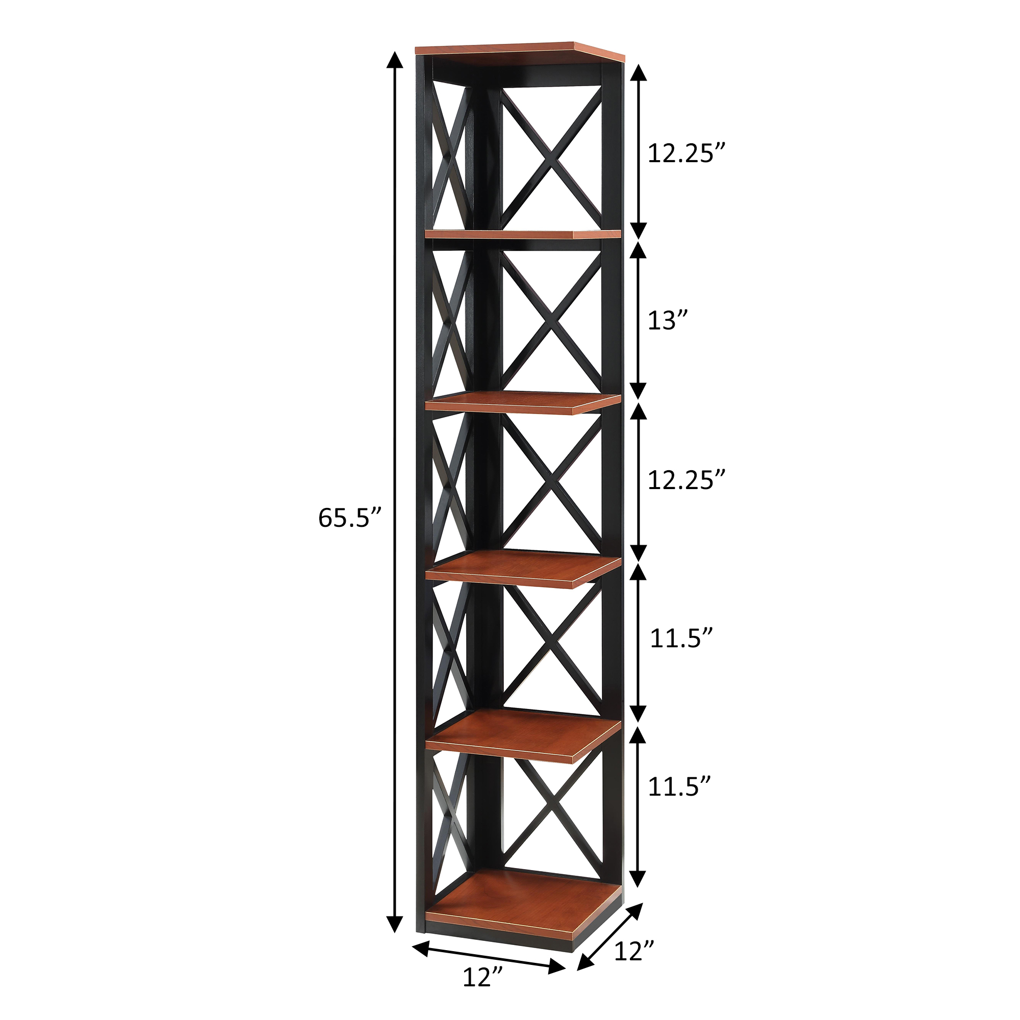 Convenience Concepts Oxford 5 Tier Corner Bookcase Cherry And Black