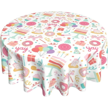 

Celebration Birthday Party Tablecloth 60 Inch Confetti Birthday Table Cover Happy Birthday Tablecloth Polyester Washable Reusable Table Cloth for Birthday Party Theme Supplies/Decoration