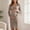 Khaki, variant on Women Maternity Wrap Dress V Neck Long Sleeve Tie Waist Ribbed Knit Nursing Pregnancy Dress for Daily Wear S-XXL