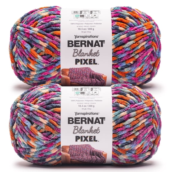 Bernat® Blanket Pixel™ #6 Super Bulky Polyester Yarn, County Fair 10.5oz/300g 191 Yards (2 Pack)