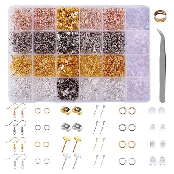 3600x para hacer aretes Hallazgos para aretes de bricolaje Anillos de salto abiertos, respaldos para aretes, ganchos para aretes de