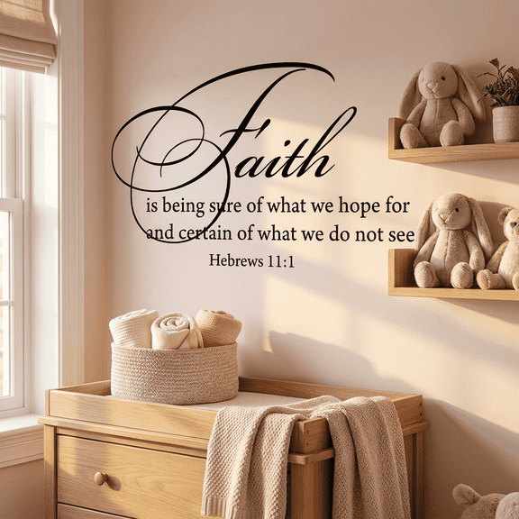 Picniva Hebrews 11:1 Bible Verse Wall Decal, Inspirational Christian Quote Vinyl Lettering Art, Black, 22" x 13"