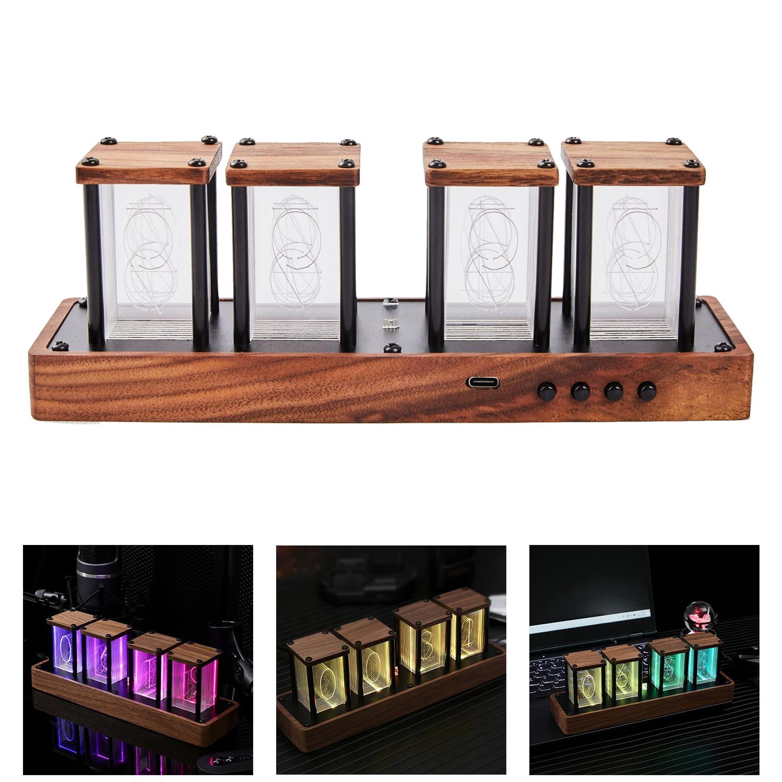 RGB Nixie Tube Clock, LED Desk Clock, Glow Tube Gift Alarm Clock for Home Bedroom Decor