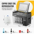thumbnail image 3 of BougeRV Portable Car Refrigerator CRPRO 30 Qt, 12 Volt Fridge Compressor Freezer with -8℉~50℉ Cooling Range, 12V/24 DC & 110-240 AC for RV Truck Vehicle Boat Outdoor & Home Use Black, 3 of 8