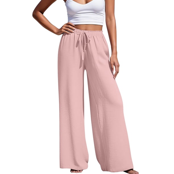 WILLBEST Pantalones Casuales para Mujer, Cómodos, para Uso Diario, elegantes, con Cordón, Corte Recto, Ideales para Primavera y Verano con Camisetas. Extra Grande