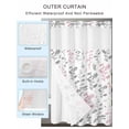 thumbnail image 4 of No Hook Shower Curtain with Snap-in Liner, Pink Grey Botanical Waterproof Fabric Bathroom Curtains, Watercolor Spring Floral Summer Leaf Bath Curtains & Mesh Top Window Stall 48"x72", 4 of 9