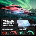 thumbnail image 3 of RC Boat BEZGAR TX126 rojo para niños y adultos con batería de 700 mAh, 3 of 5