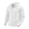 thumbnail image 6 of PMVFHDE Hoodies for Men Winter Plus Size Solid Color Full Zip Drawstring Textured Knit Casual Sports Warm Jacket White,XXXL, 6 of 8