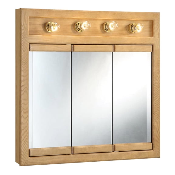 Pemberly Row 30-Inch Bathroom Medicine Wood Cabinet in Nutmeg Oak