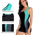 thumbnail image 3 of Traje de baño de una pieza con espalda cruzada para mujer, traje de baño atlético de cobertura completa, traje de baño para regazo, azul, 3 of 7