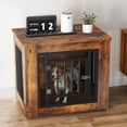 thumbnail image 5 of Dextrus 27.2" L Dog Crate Furniture, 2-in-1 Iron-Wood Indoor Dog Cage With Waterproof Top, Safety Corners,Steel Lock,for Small Dogs up to 30 lb,Rustic Brown,27.2"L x 20.1"W x 24"H, 5 of 9