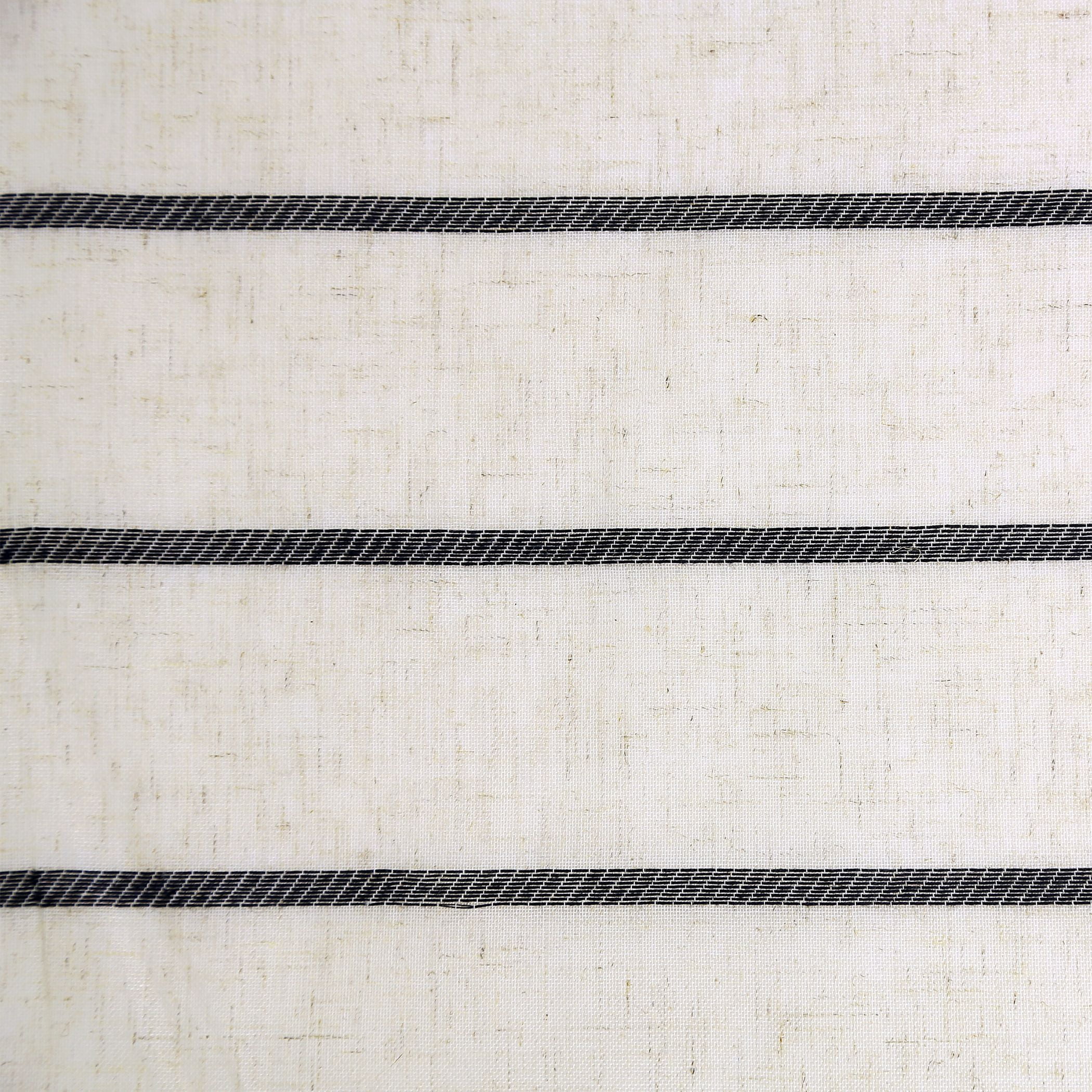 Clean Window Twill Stripe Anti-Dust Linen Blend Sheer Curtain Panel, 52"x84", Black/Linen