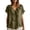 #312-Army Green, variant on Women Plus Size Tops Loose Fit Solid Color V Neck Ruffle Placket Short Sleeve Cotton T Shirts for Daily Wear Gift