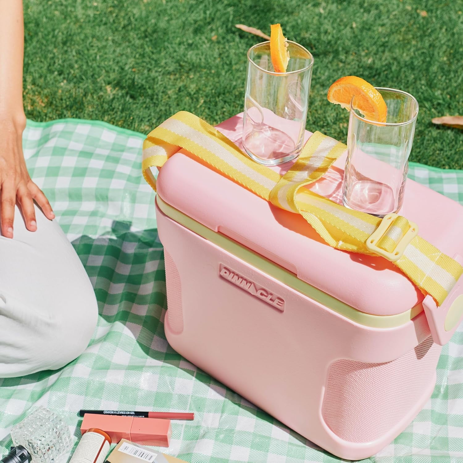 Pinnacle 8.5Qt Mini Cooler – Portable Picnic Cooler with Divider & Strap, Pink