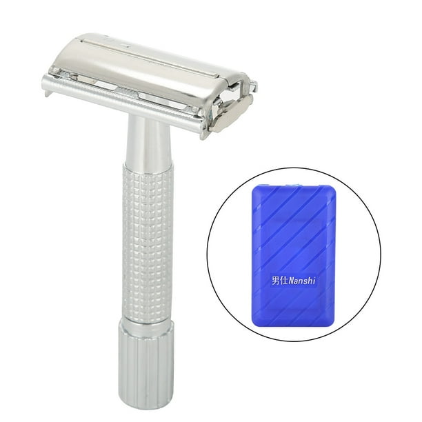 Maquinilla de afeitar manual para hombre, clásica, de doble filo y recta, con estuche