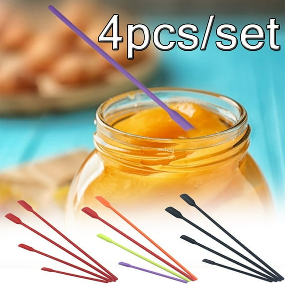 LINASHI 4pcs Mini Silicone Spatula Set Makeup Spatula Small Rubber Spatula for Thin Jar Skinny Openings Bottles Sampling Tools