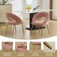 thumbnail image 3 of Set of 1 Velvet Fabric Dining Chairs with Curved Backrest and Golden Metal Legs for Kitchen or Dining Room (Pink), 3 of 11