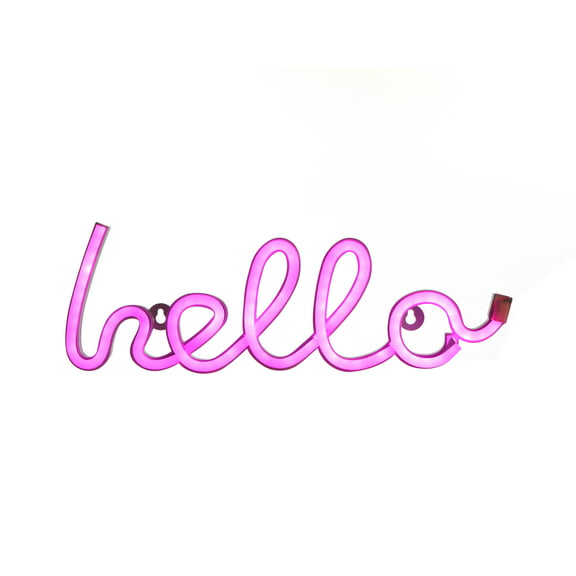Urban Shop Hello LED Neon Wall Light with USB Cord and Power Adapter Included, Pink