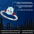 thumbnail image 2 of Gem Stone King 14K White Gold Sky Blue Topaz and Red Created Ruby Engagement Ring for Women | 3.28 Cttw | Oval 10X8MM | Gemstone November Birthstone | Size 6, 2 of 6