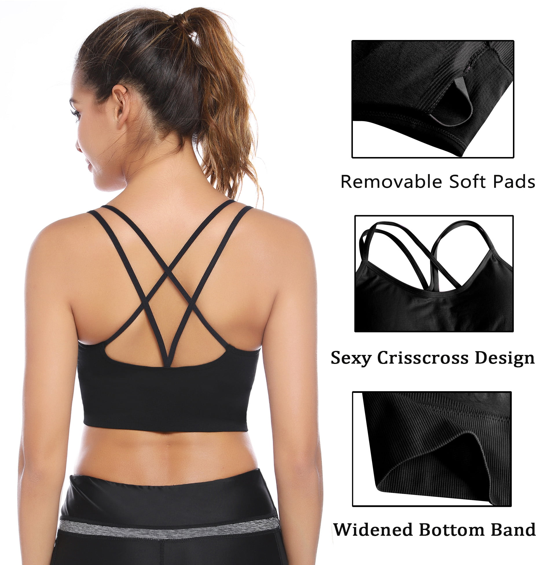 Fashionable Cotton Padded Wire Free Sports Bra Fitness Yoga, Gymwear and  Dailywear Free Size (Pack of 3), Size (28-32)