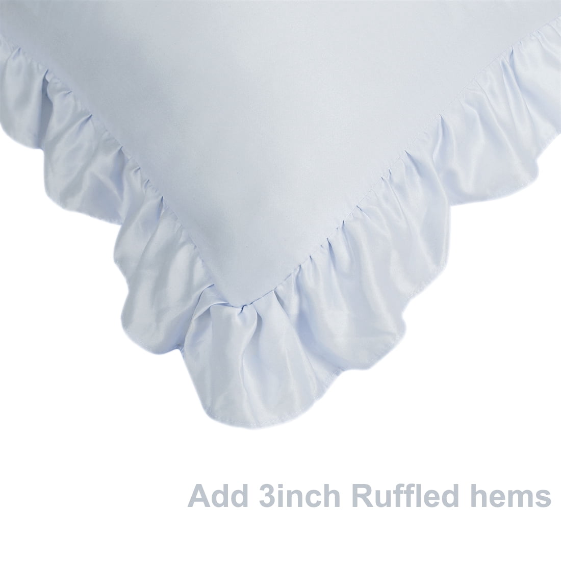 Unique Bargains 4-Piece Satin Ruffled Edge Pillow Shams, Standard, Silver