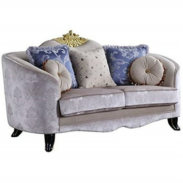 ACME Sheridan Loveseat with 5 Pillows in Cream Fabric