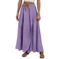 thumbnail image 3 of Womens Midi Comfortable Skirts High Rise Wide Leg Casual Everyday Purple L, 3 of 7