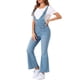 thumbnail image 4 of INSPIRAR CHIC Mono de mezclilla casual para mujer con cuello en V, cremallera y campana, pantalones de mezclilla XL color azul claro, 4 of 5