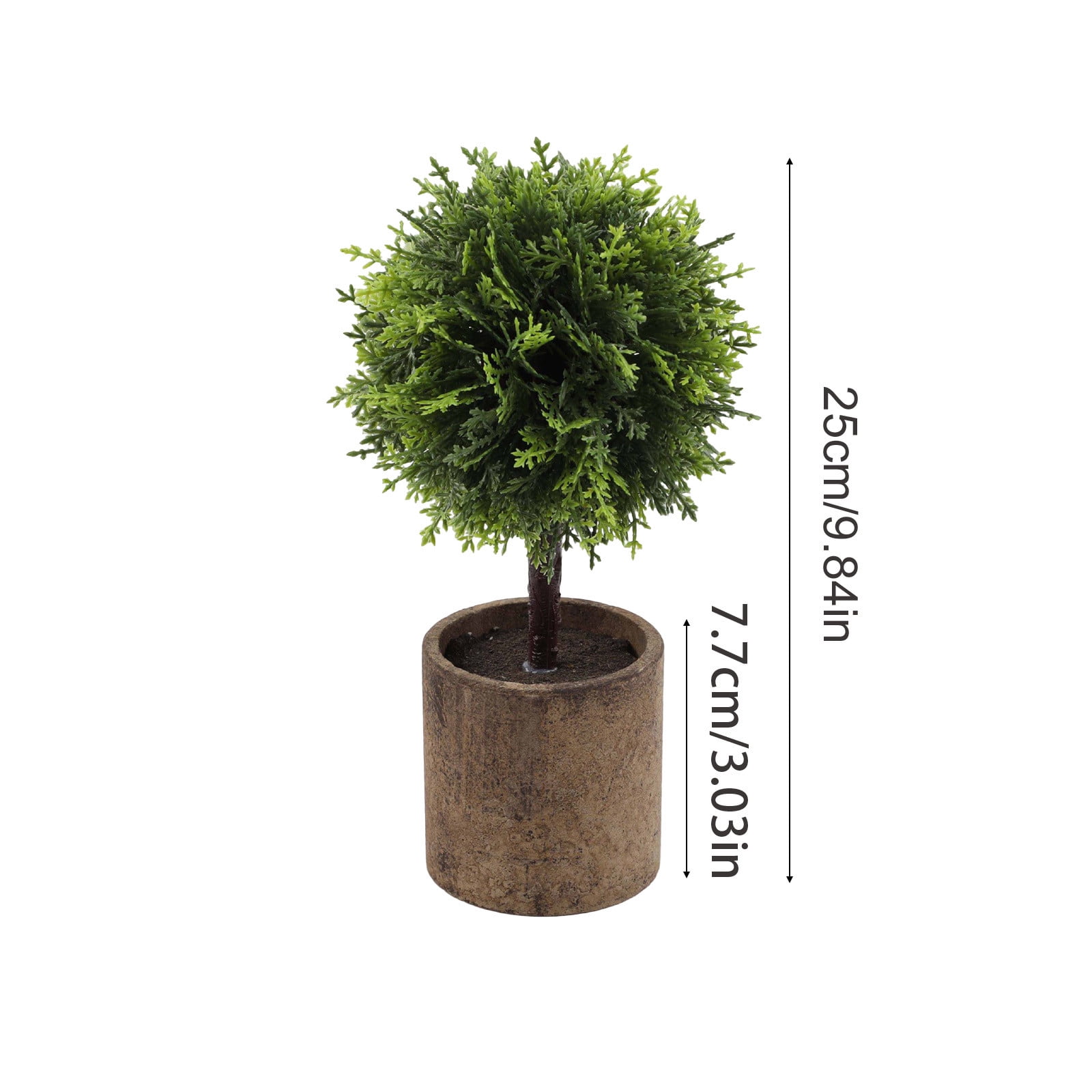 RuiJiao Artificial Green Grass Ball Potted, Fake Shrubs Ball Plant Decoration, Faux Small Boxwood Topiary, Home Office Desk Table Room