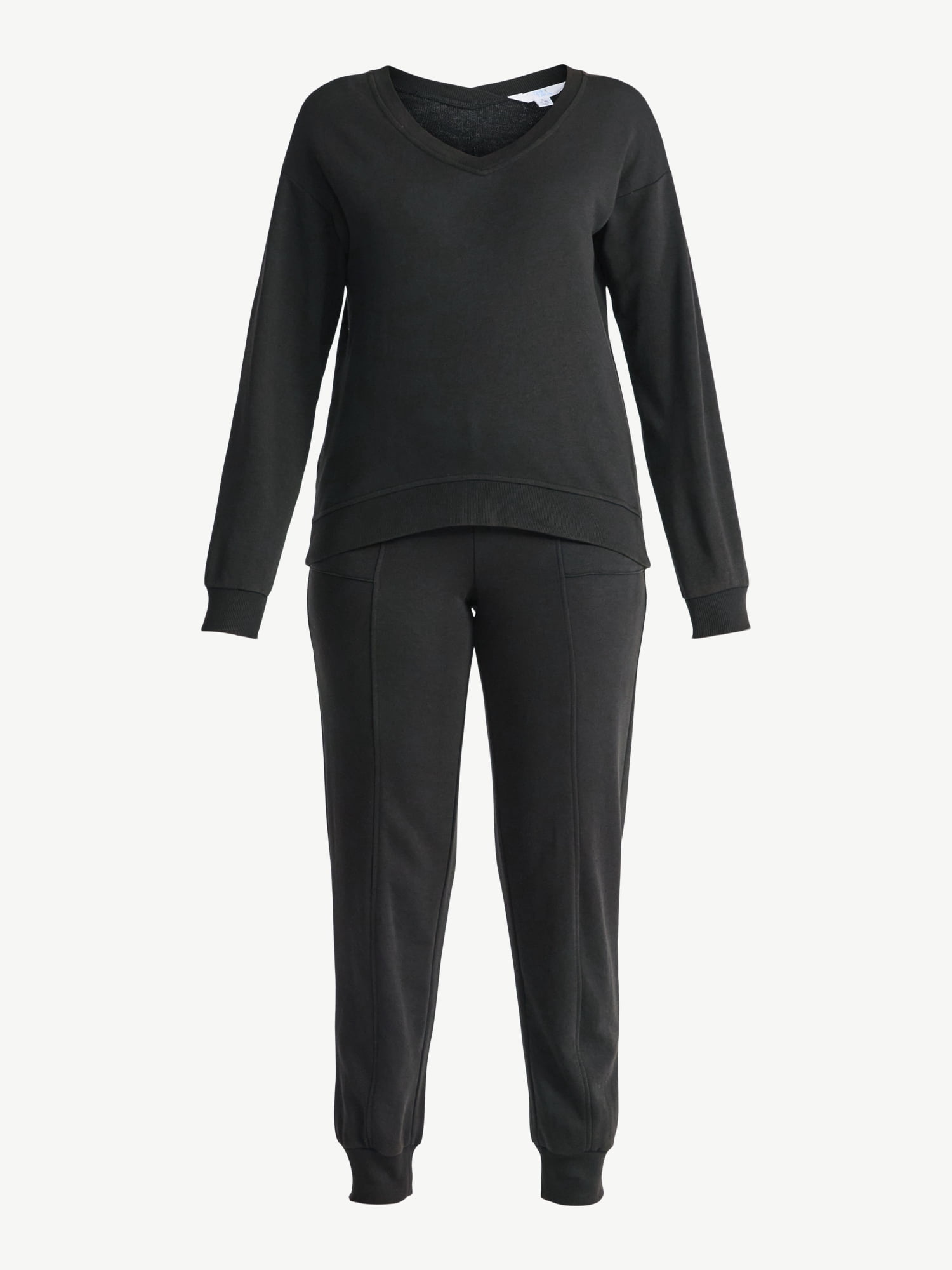 Time and Tru Women's and Women’s Plus French Terry Set, 2-Piece, Sizes XS-4X