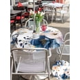 thumbnail image 5 of Outdoor Tablecloth with Umbrella Hole for Patio/Picnic/Party/Camping, Vintage Blue Floral Waterproof Table Cloth Round Cover Washable, Farmhouse Watercolor Flower Butterflies (Dia 60"), 5 of 8