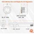 thumbnail image 2 of SÜA - Nut and Nipple replacement for Air Regulators CGA-346 - Nipple length: 3-1/2" - Regulator side thread: 1/4" NPT - 3000 PSI, 2 of 3