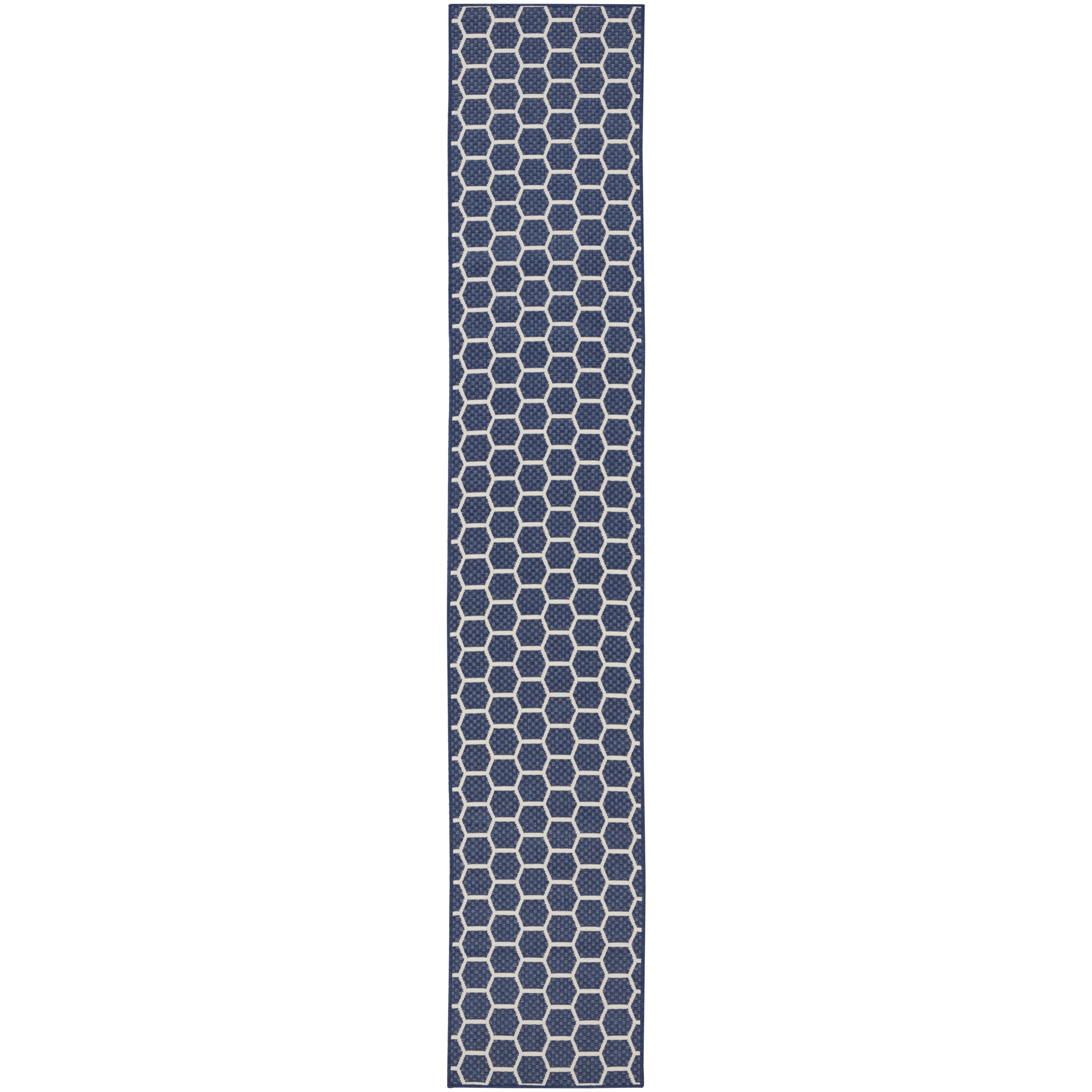 Nourison Twist Reversible 2'2" x 12' Navy Modern Rug