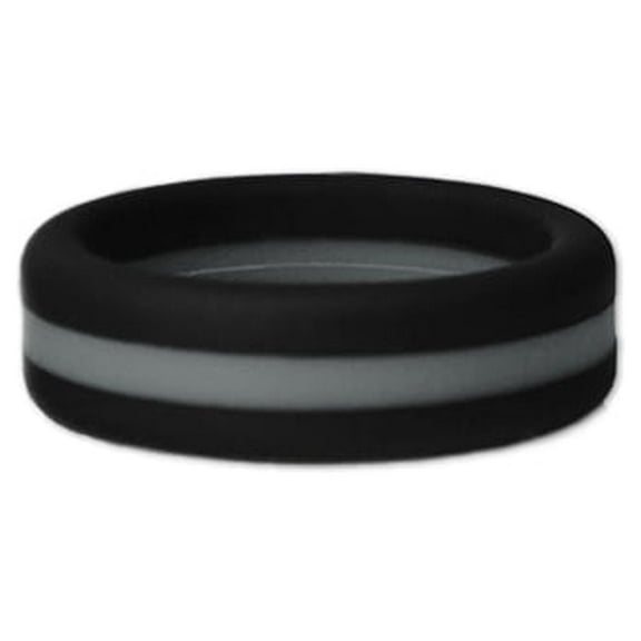 Lifebeats Unisex Black and Grey Striped Silicone Ring Size 13