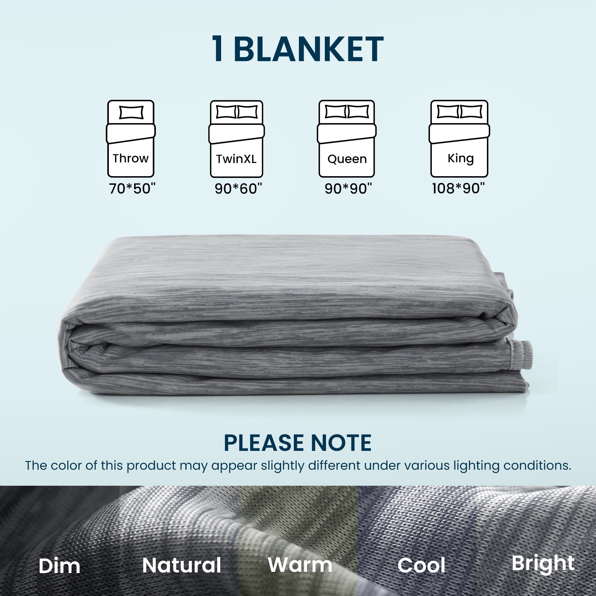 Sleep Zone 60" × 90" Nanotex Cooling Blanket for Hot Sleepers, Double-Sided Ultra-Cold Breathable Lightweight Summer Throw Blanket for Couch and Bed, Travel/Outdoor (Dark Grey, Twin Xl)
