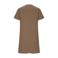 thumbnail image 6 of FengLS Women's Mini Dress Casual Loose Cotton-Linen Dress with Pockets Summer Lightweight Solid Color Homewear Short Dress Comfy V-Neck Short Sleeves Mini Dress, 6 of 7