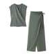 thumbnail image 4 of HH TRAF Trajes nuevos de verano para mujer Top sin mangas con escote en V sólido y hombros descubiertos + lazo lateral con cordones decorativos Pantalones de cintura elástica para mujer, 4 of 4