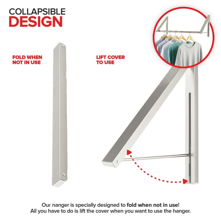 Stock Your Home Retractable Clothes Rack Wall Mounted 2 Racks Sliver