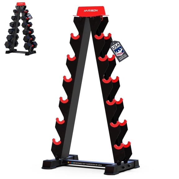 HARISON 6-Tier A-Frame Dumbbell Rack Stand, Heavy Duty 480 LBS Capacity Weight Rack for Home Gym, Vertical Space-Saving Design (Plates and Bars Not Included)