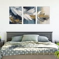 thumbnail image 3 of Picture of white leaf with strokes of gold and blue floral colorful wall art set of 3 12x16inch each panel canvas stretched on wood frame, 3 of 7