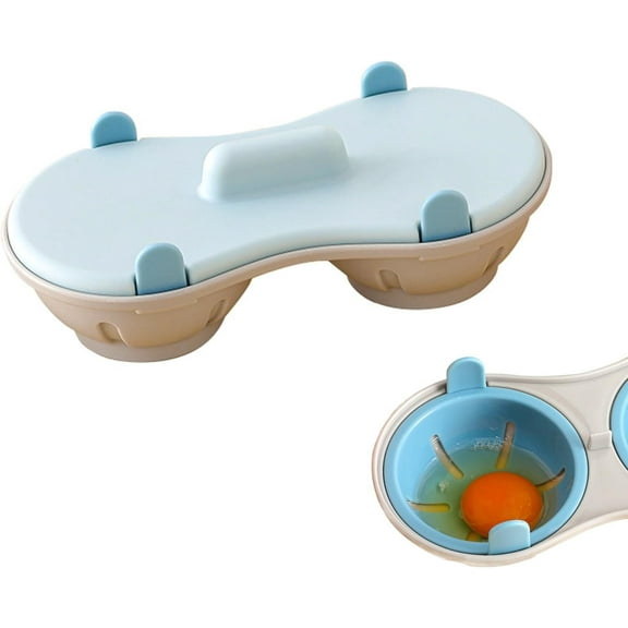 RUseeN Egg Poacher Microwave Egg Cooker, 2 Cavity Edible Silicone Double Drain Poached Egg Cups, Microwave Egg Poacher Kitchen Cooking Gadgets