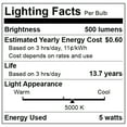 thumbnail image 3 of Great Value LED Light Bulb, 9 Watts (60W Equivalent) A19 Battery Backup Lamp E26 Medium Base, Non-Dimmable, Daylight, 1-Pack, 3 of 8