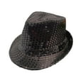 thumbnail image 4 of Sombreros de sol creativos Fedora con lentejuelas para viajes, juegos de rol, presentaciones en escenario al libre Negro, 4 of 8