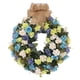 thumbnail image 1 of Corona de puerta de entrada hecha a mano de 15,7 pulgadas, decoración colgante, corona de flores de rosas artificiales para verde y champan, 1 of 9