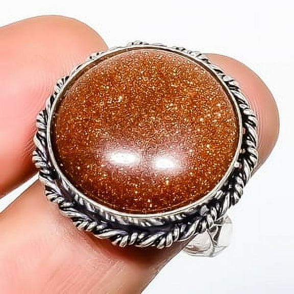 Golden Sunstone 925 Sterling Silver Handmade Ring s.9.5 TR7508-1286, Gemstone Silver Jewelry, New Year Sale, Valentin's Day Gift