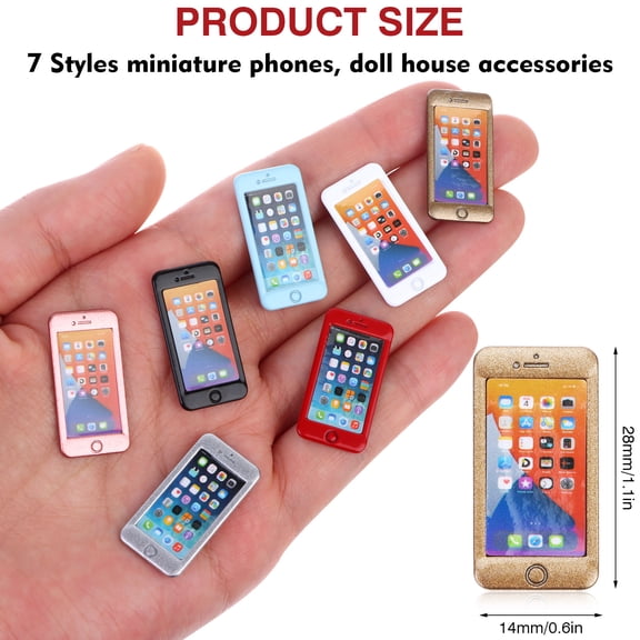 7Pcs 1:12 Dollhouse Cell Phone Simulator Accessories Mini Telephones Dollhouse