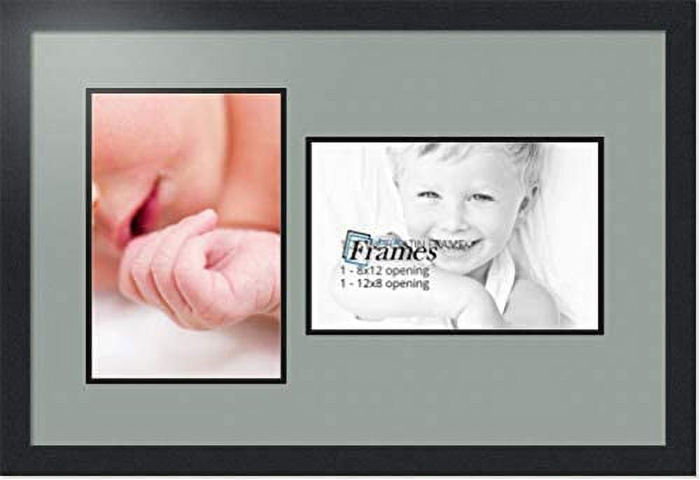 collage photo frame double mat with 28x12 openings with black frame