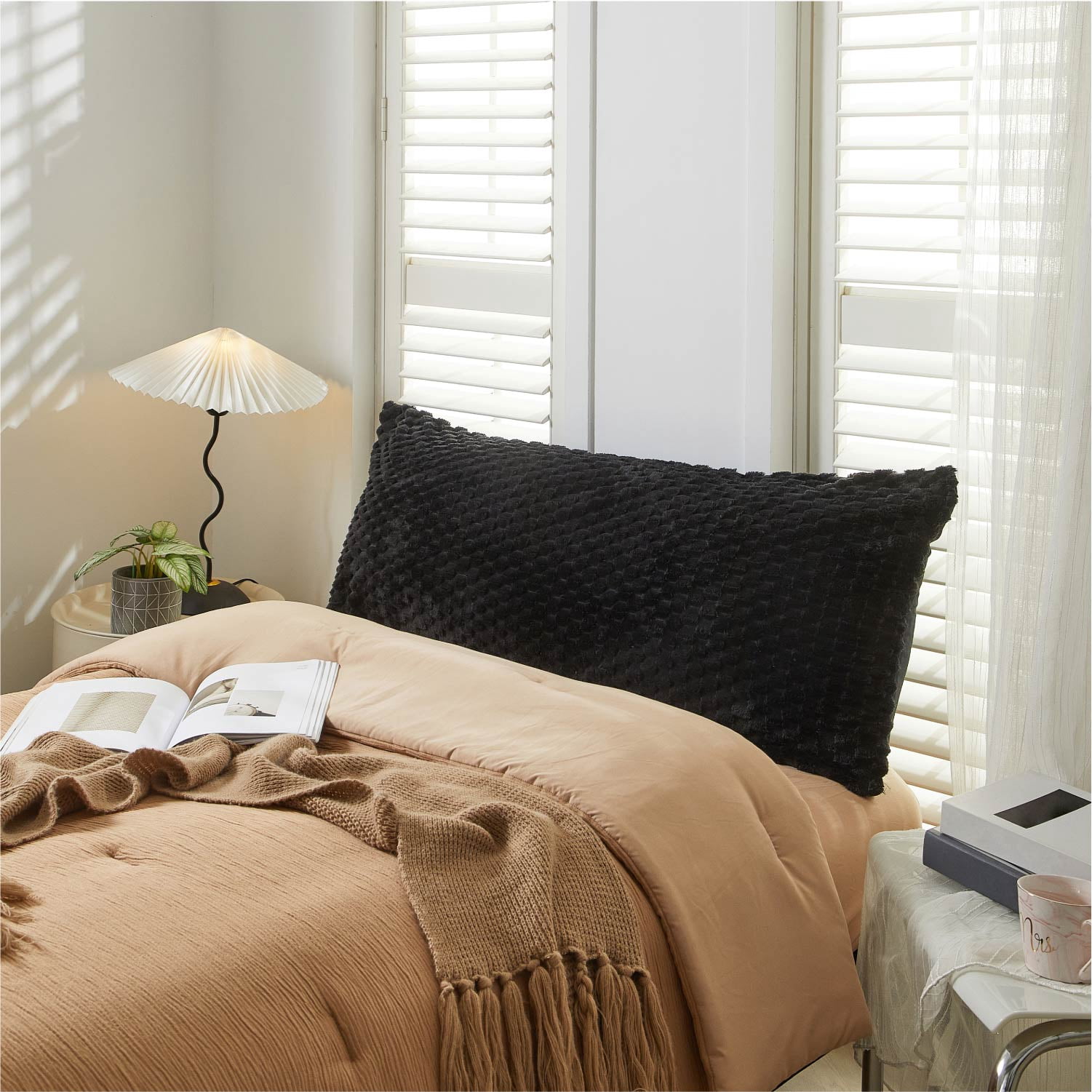 Your Zone Black Honeycomb 20" x 48" Body Pillow Cover
